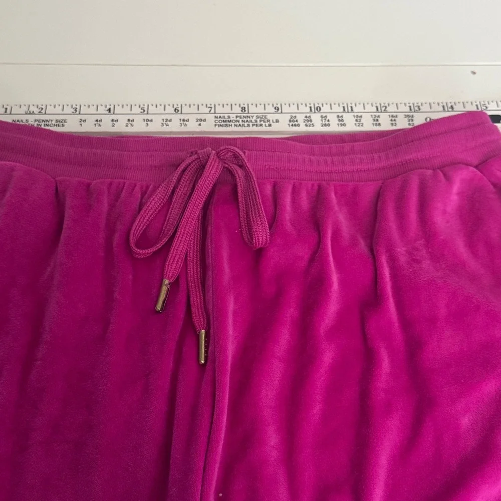 Juicy Couture Magenta Pink Velour Rhinestone Logo Wide‎ Leg Sleepwear Pants XL
